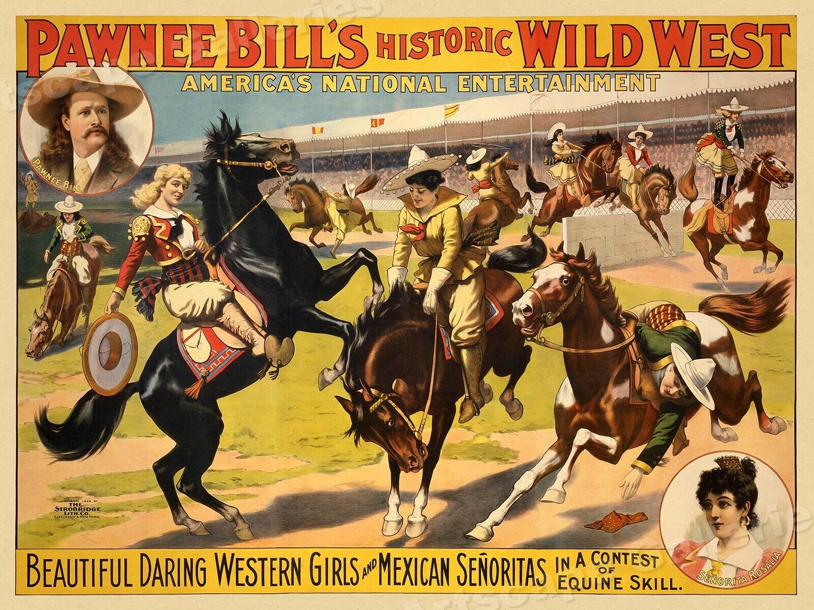 1890s Pawnee Bills Historic Wild West Show Vintage Style Poster - 24x32