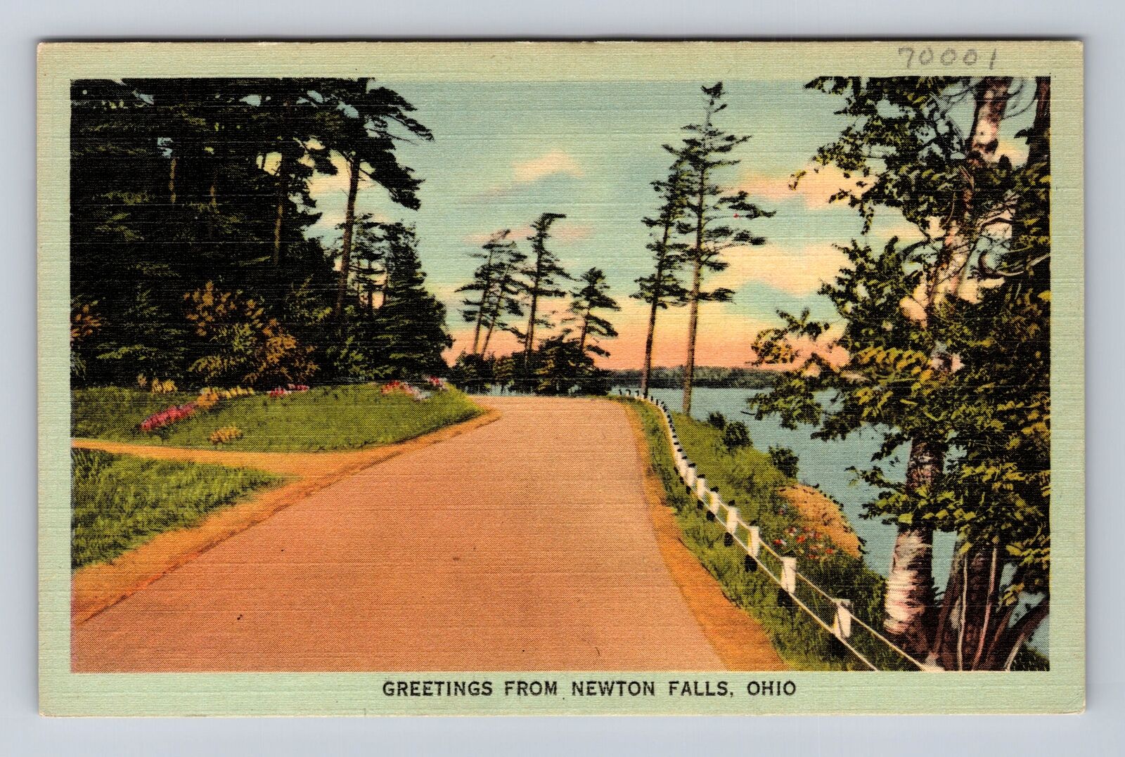 Newton Falls OH-Ohio, General Road Greetings, Path, Antique, Vintage Postcard