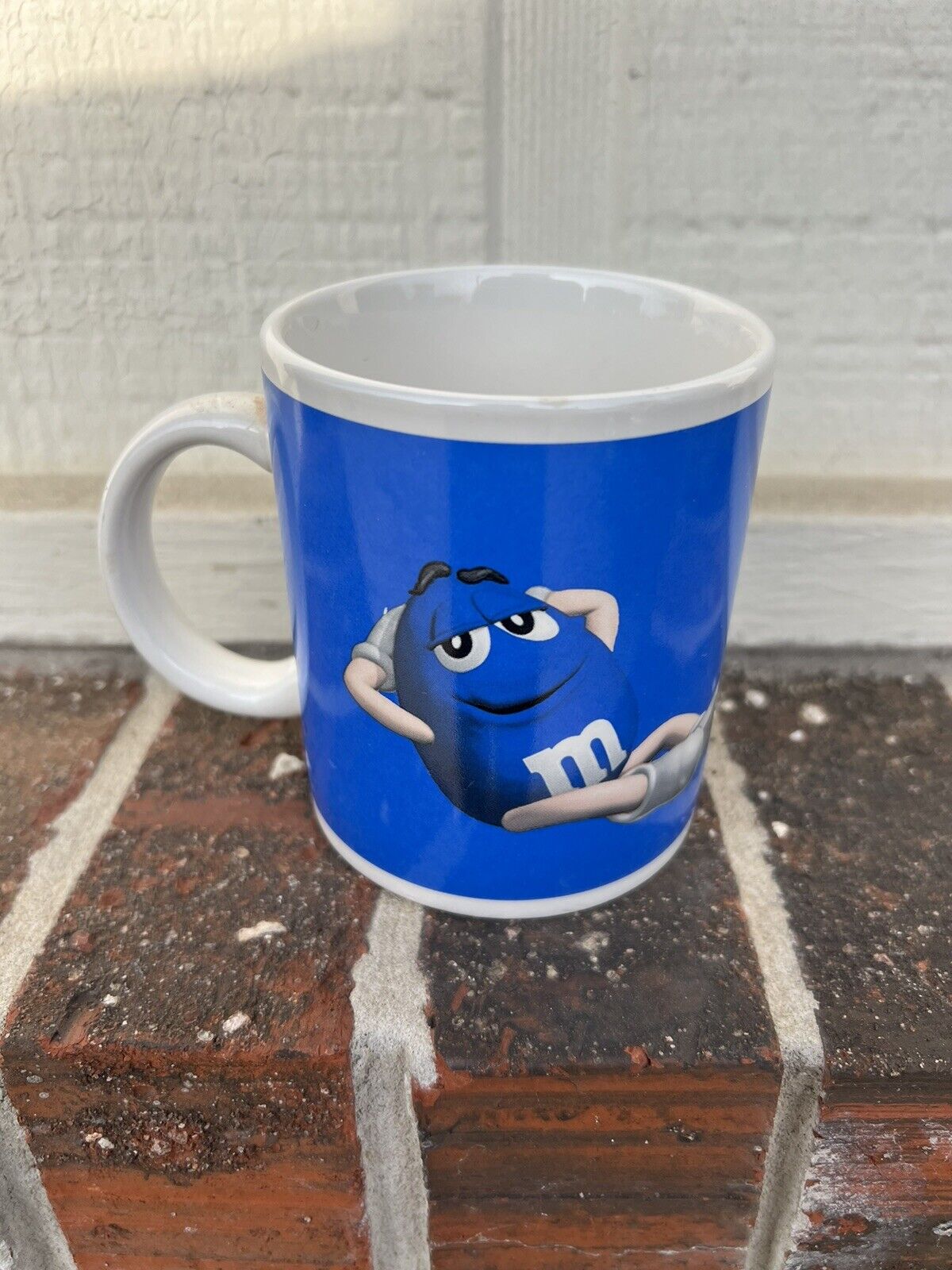 Vintage 2000\'s Collectible Blue M&M \'Sax Saxophone\'  Ceramic Coffee Cup Mug