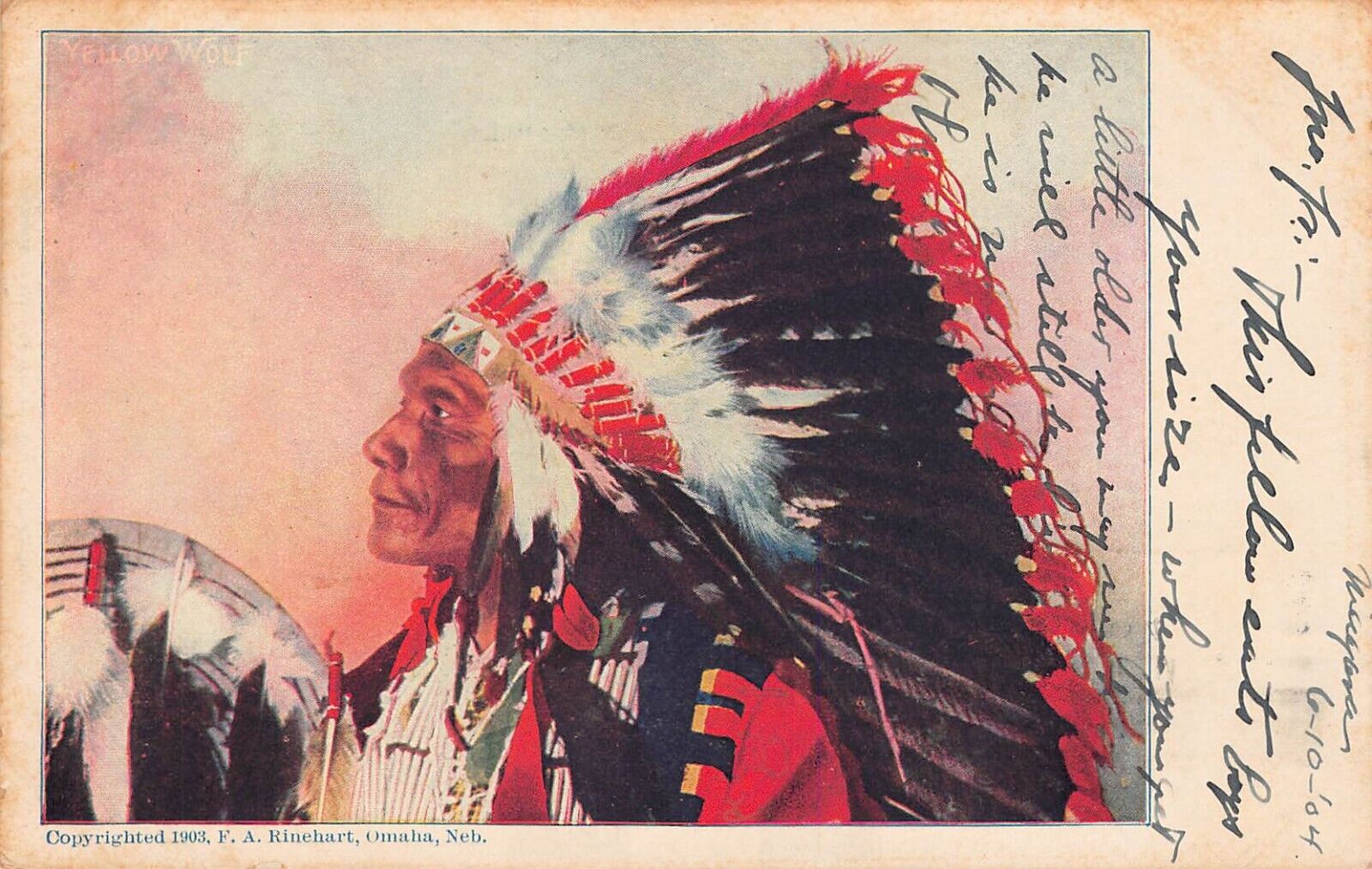 Chief Hollow Horn Bear Sioux Warrior Little Big Horn Scott #323 Vtg Postcard B53