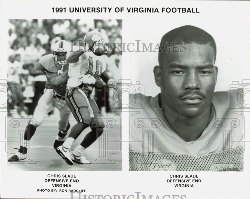 1991 Press Photo University of Virginia football player Chris Slade in action