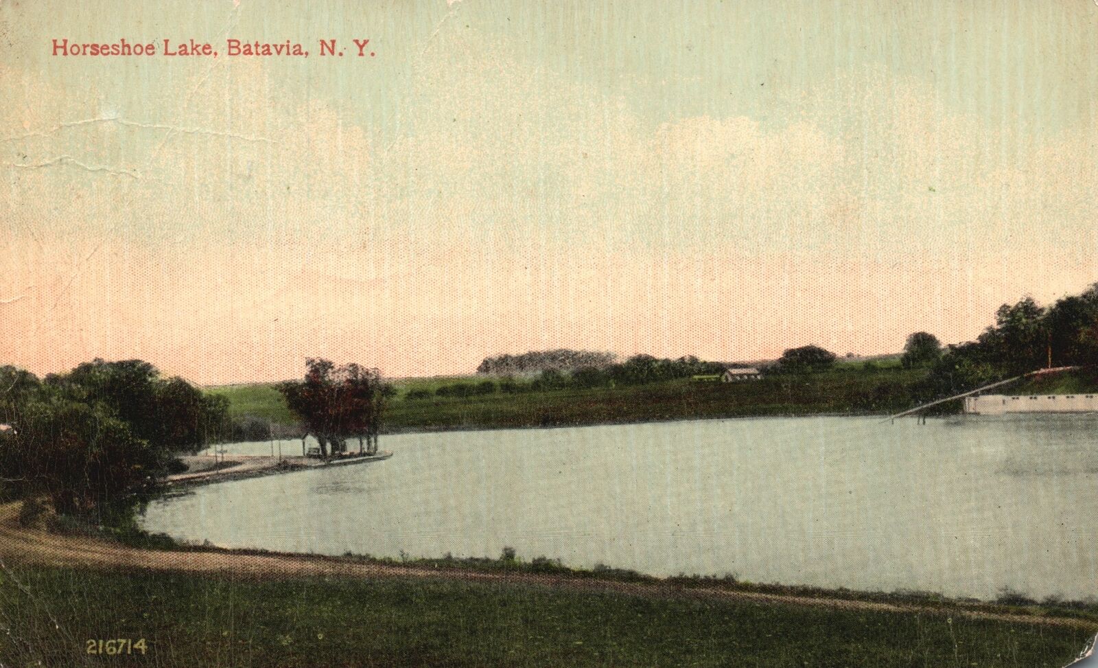 1913 View Of Horseshoe Lake Batavia New York NY McGreevy Pub. Vintage Postcard