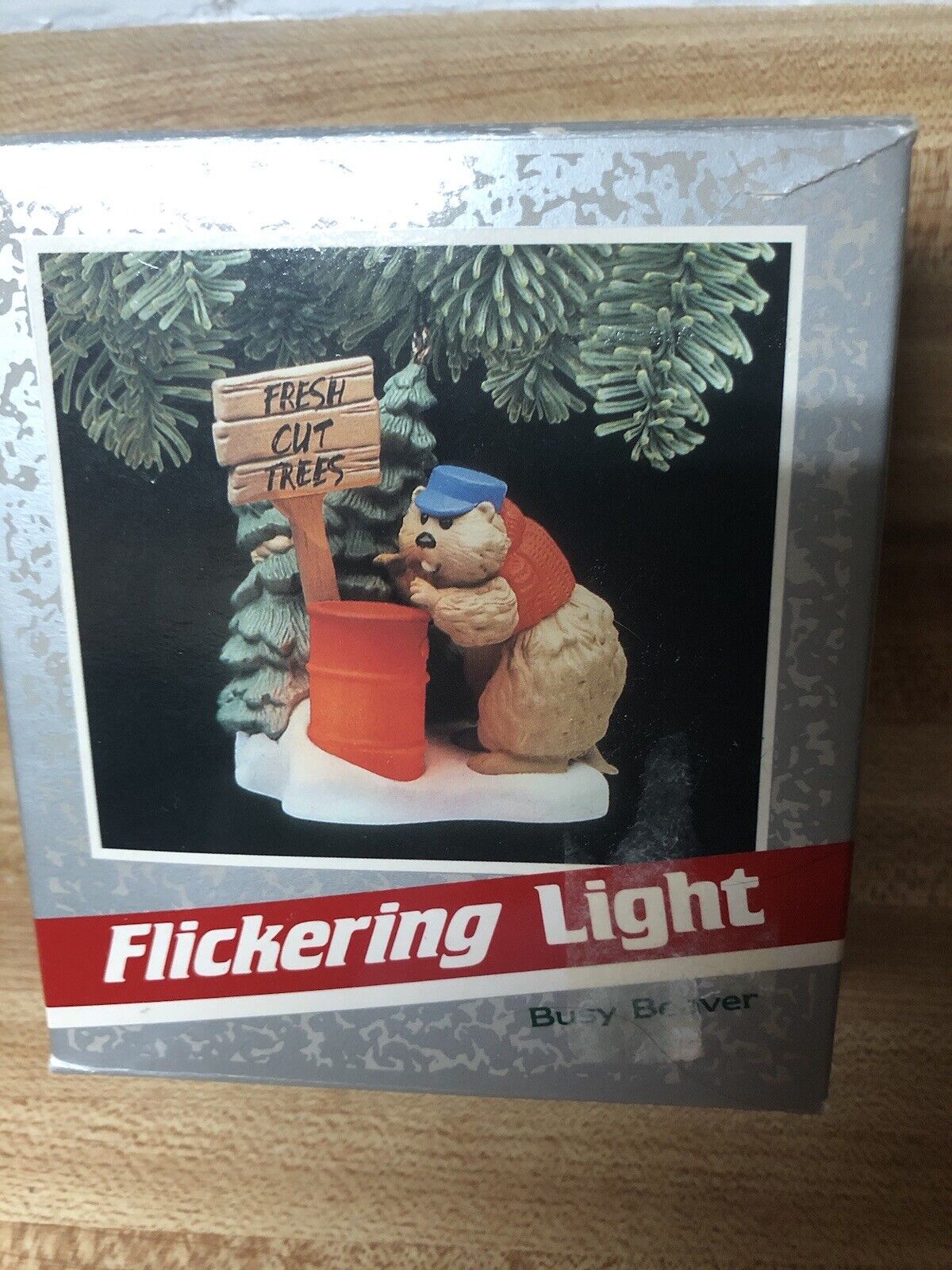 Vintage 1989 Hallmark Busy Beaver Keepsake Magic Flickering Lights Ornament