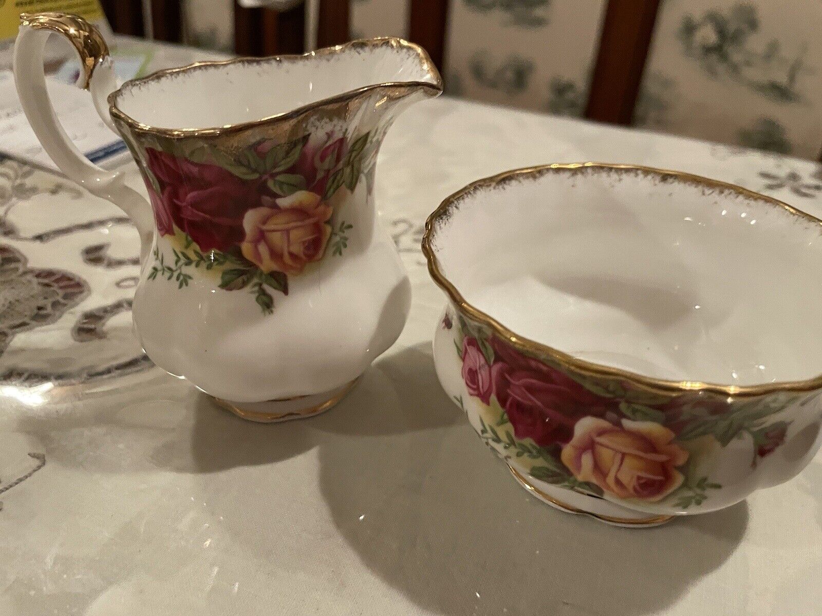 Vintage Royal Albert Old Country Roses Open Cream and Sugar Set