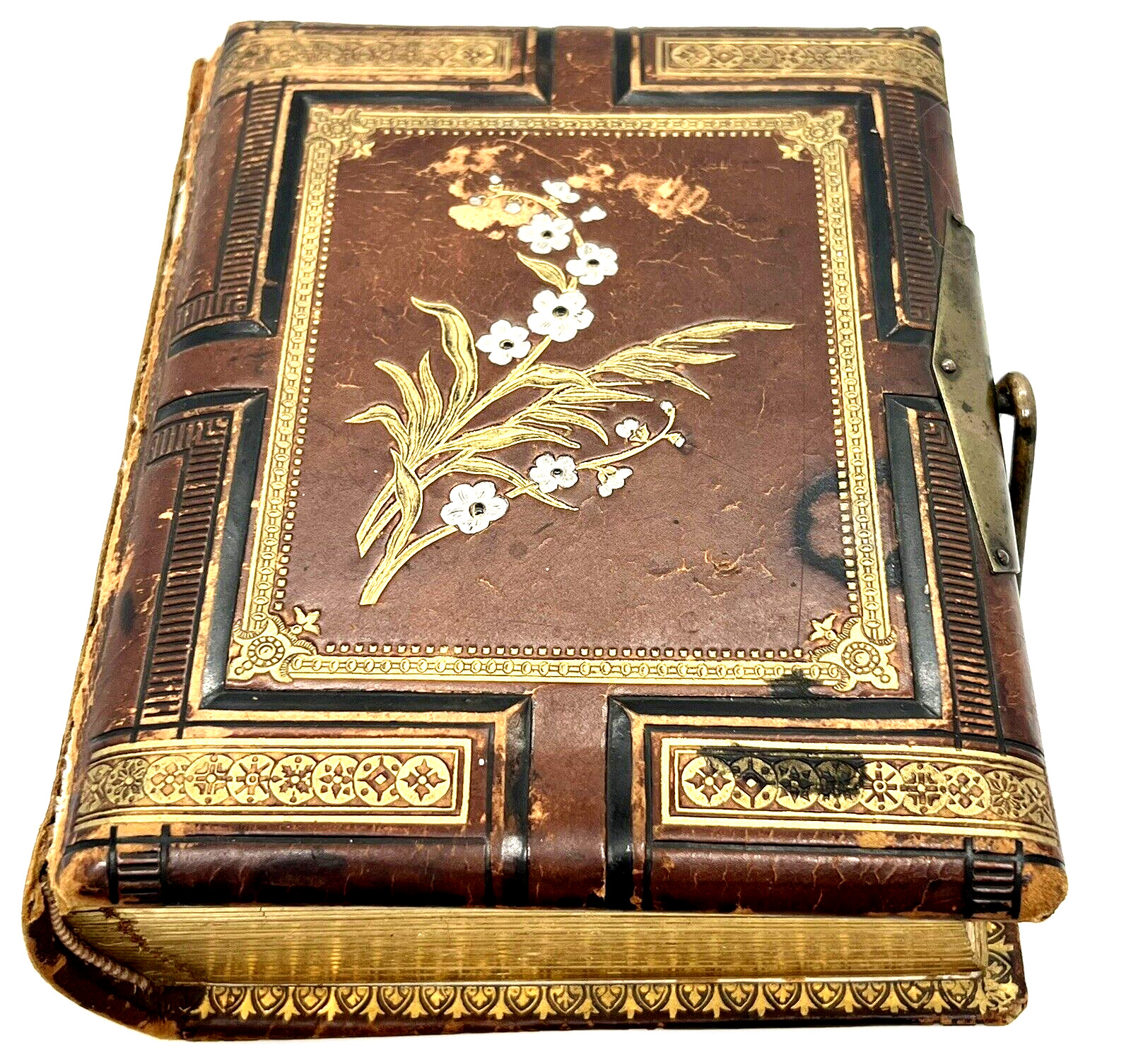 Antique Mid 1800\'s Floral Embossed Leather CDV Photo Album CDV\'s Tintypes