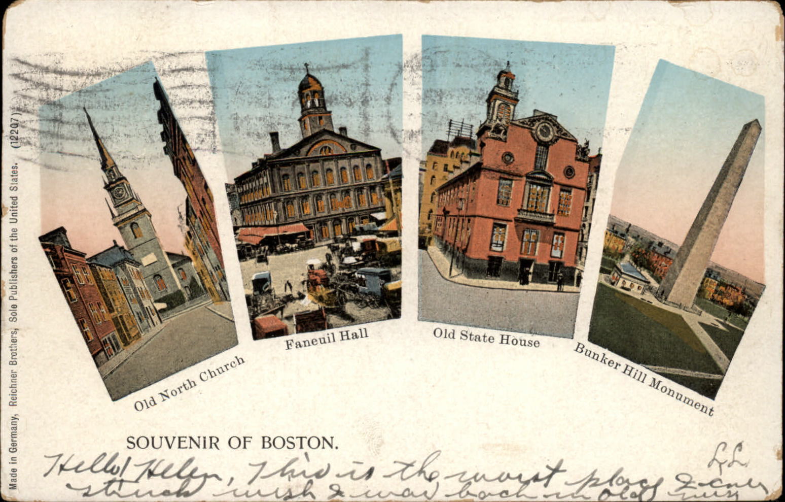 Boston Massachusetts copper windows views 1906 UDB to Grand Haven MI postcard