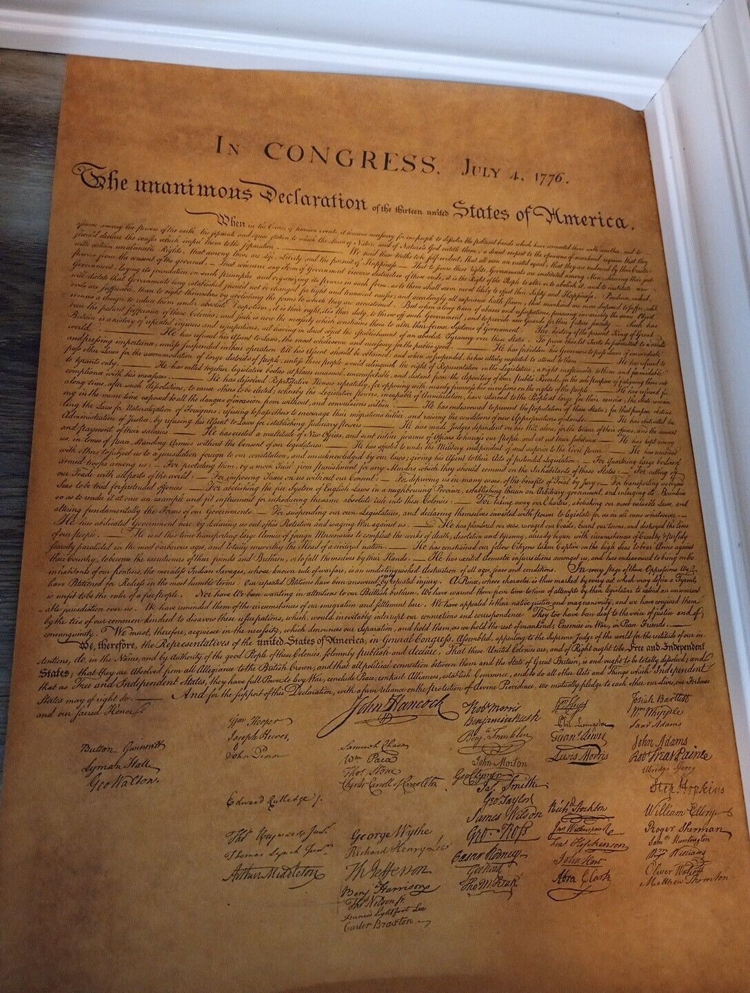The Declaration of Independence Replica Printed W Authentic Antiqued Parch Paper