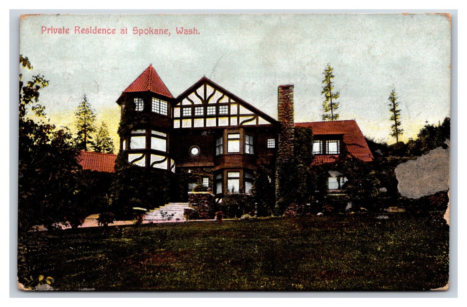 Private Residence in Spokane Washington WA 1912 DB Postcard P19