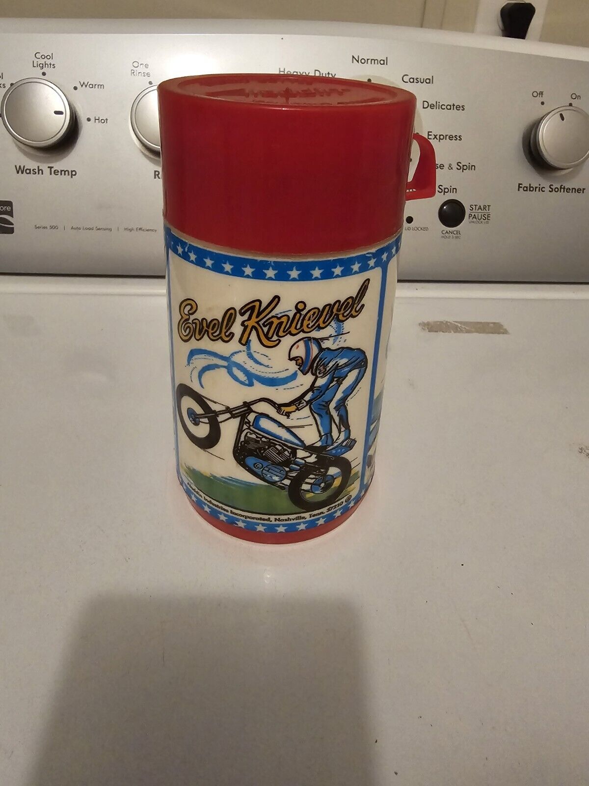 Evel Knievel Vintage Thermo Bottle Thermos Made By Aladdin 1974 Vintage See Pics