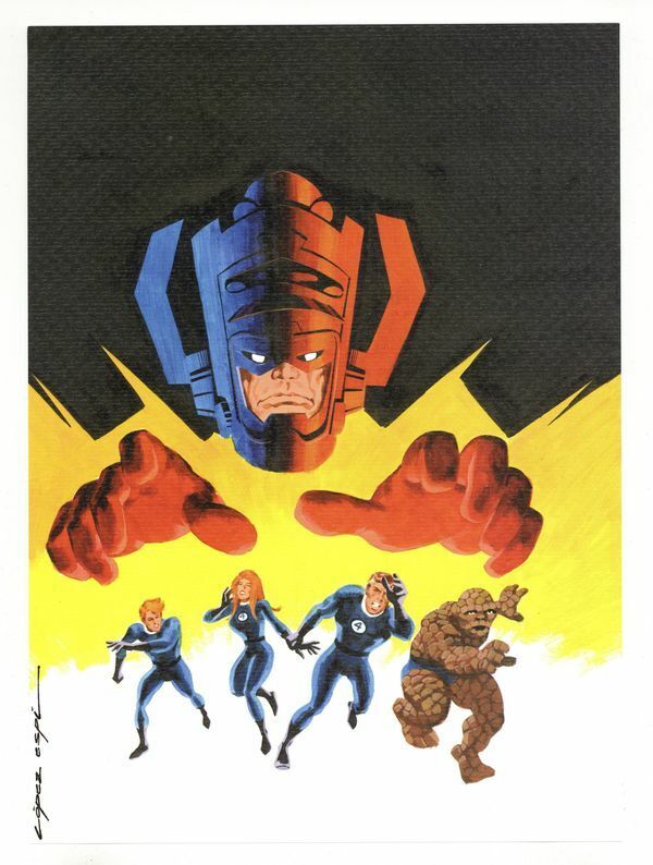 1 Fantastic Four 49 hand drawn Cover original & Galactus Print Lopez Espi Signed