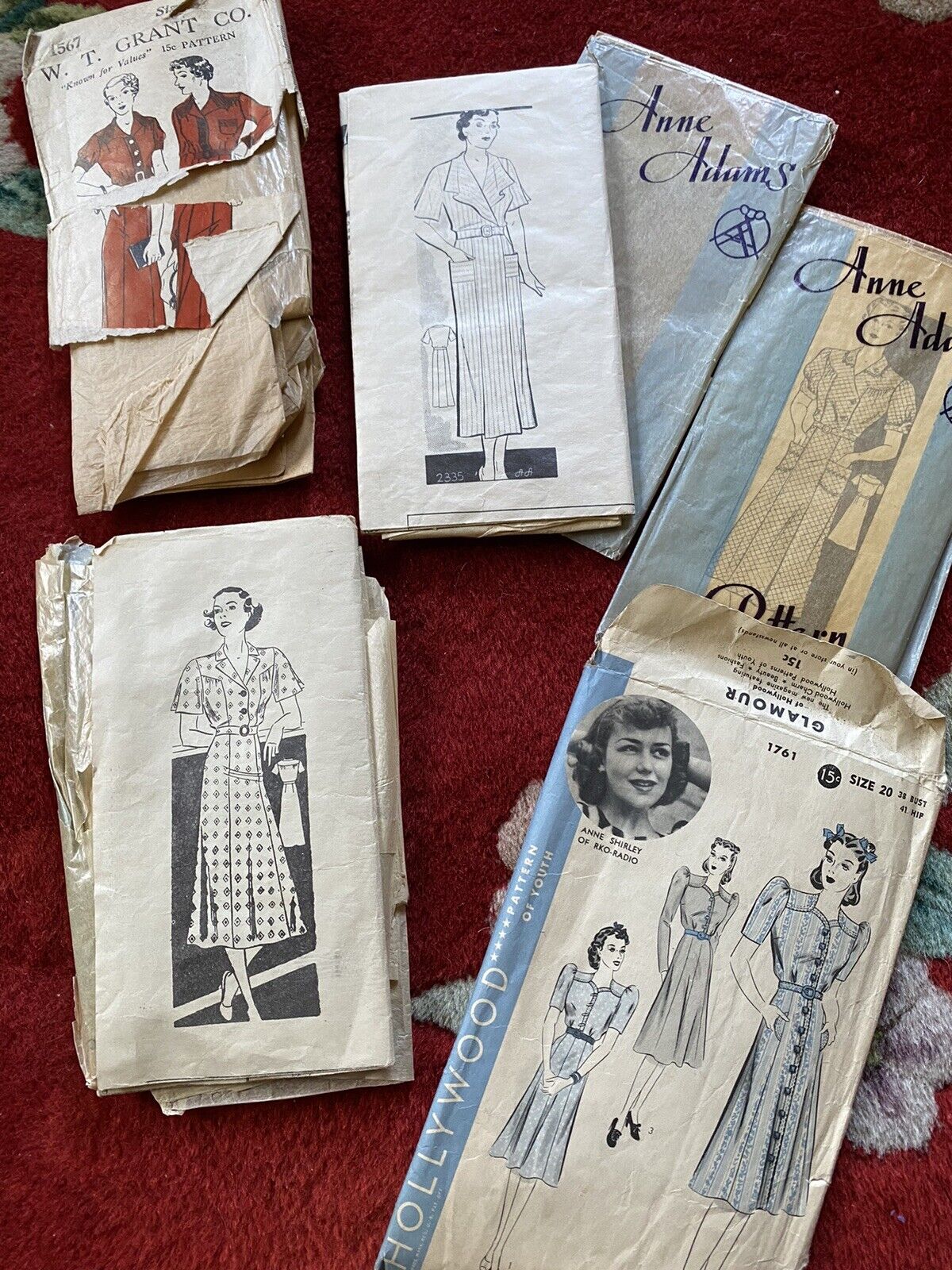 Vintage 1930s Patterns (5 Antique Dress Patterns) 38 Bust 