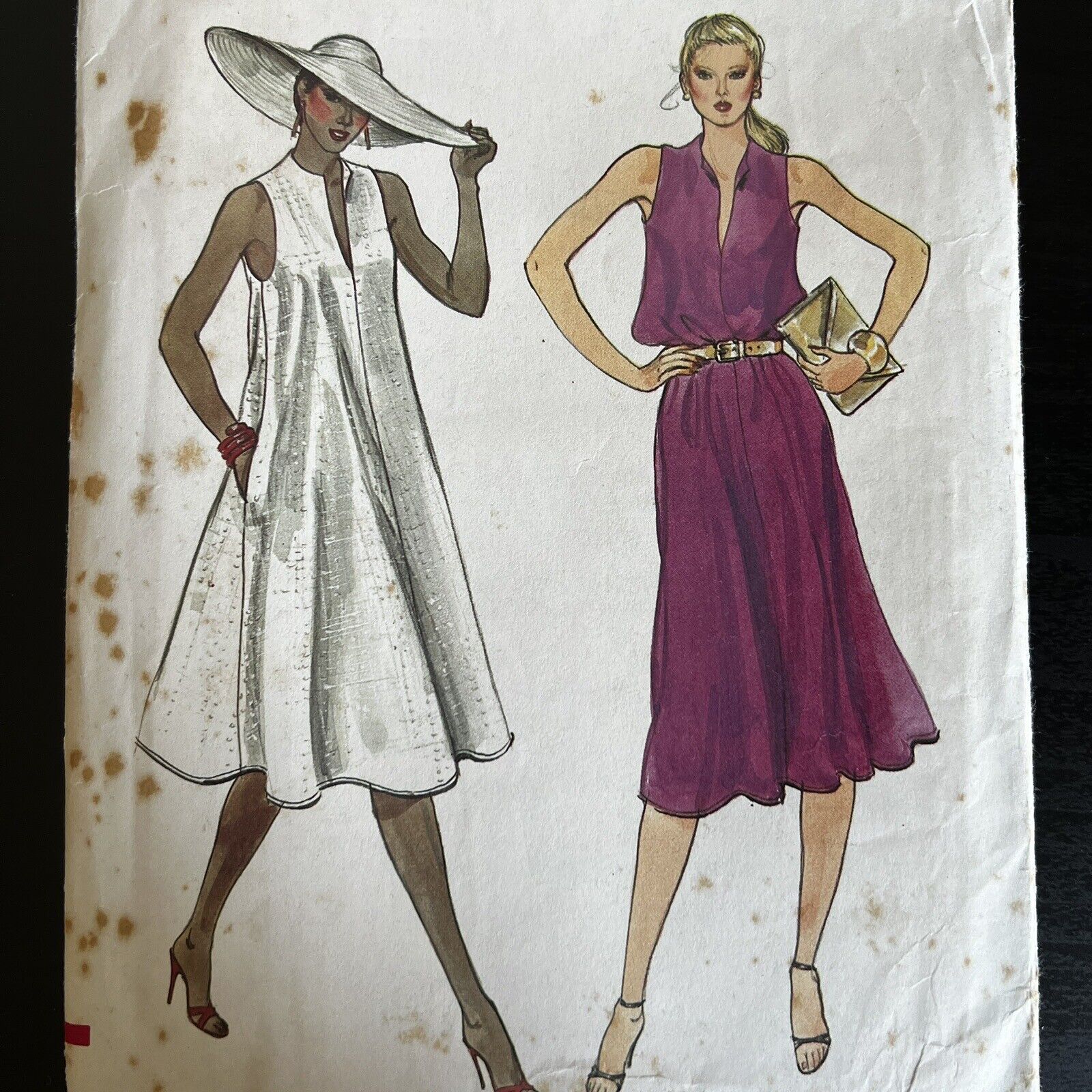 vintage 1980s Vogue 7684 Loose Fit Flared Tent Dress Sewing Pattern 6 XXS CUT