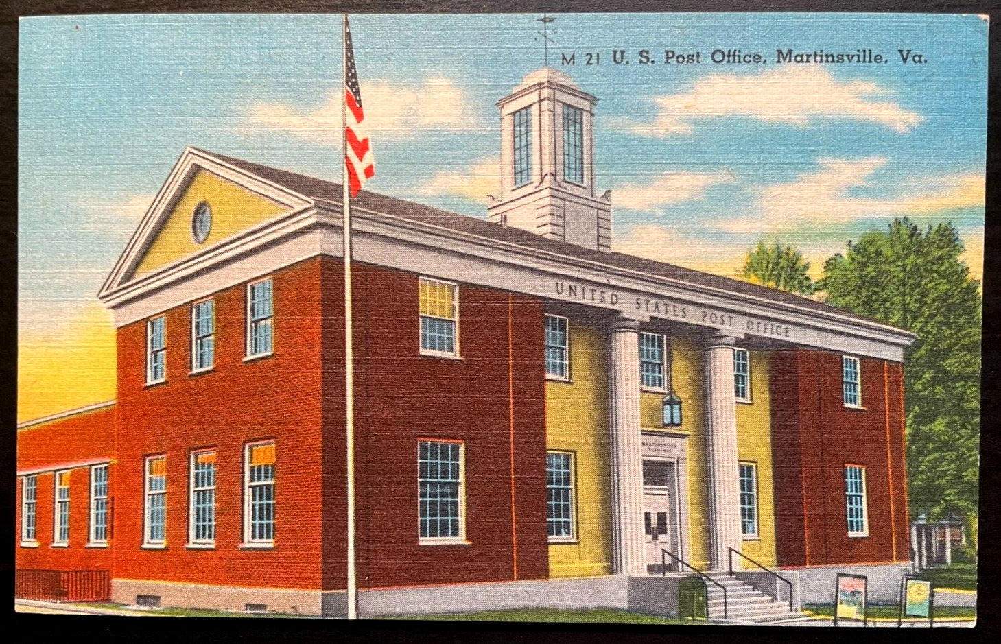 Vintage Postcard 1930-1945 U.S. Post Office, Martinsville, Virginia