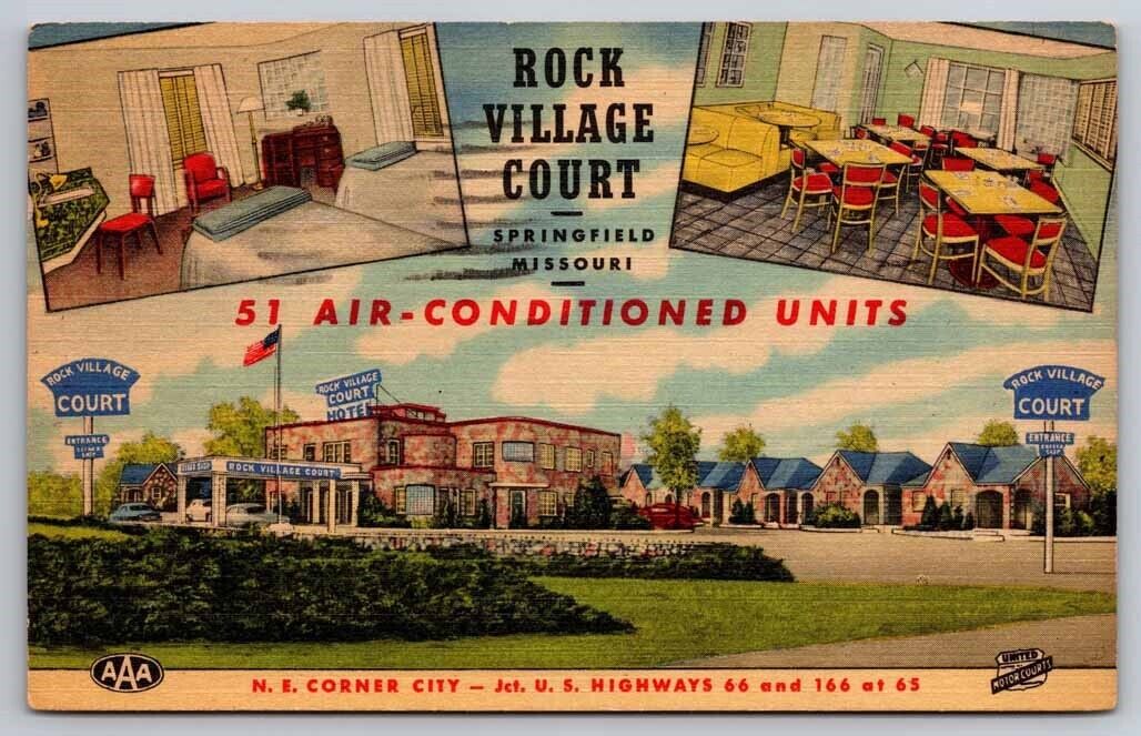 eStampsNet - Rock Village Court Springfield MO Missouri CurTeich Linen Postcard