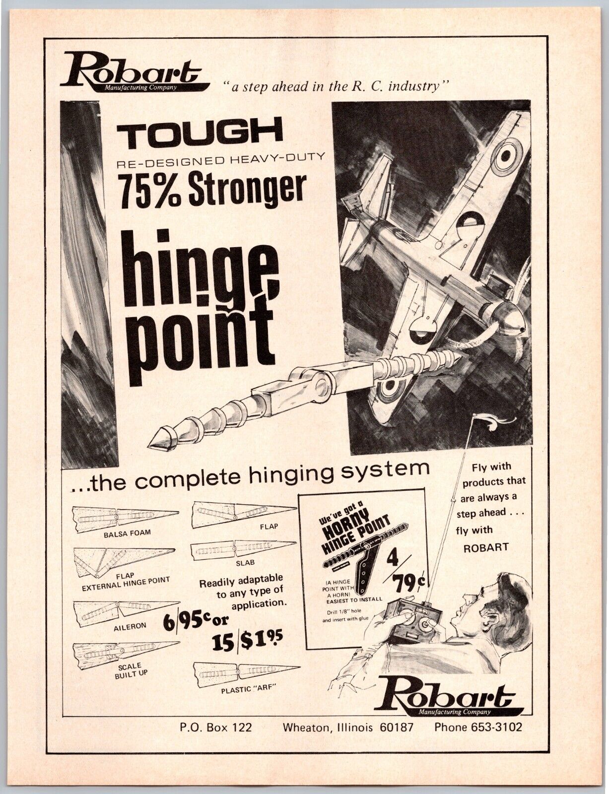Robart Manufacturing R/C Model Hinge Point Vintage April 1973 Full Page Print Ad