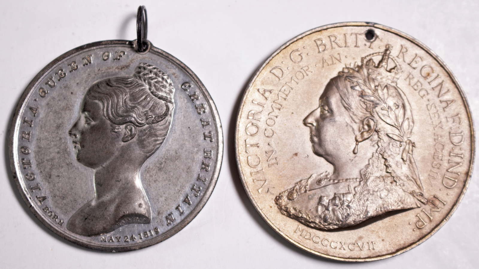 Rare 1838 Queen Victoria Coronation Medal by T. Halliday + Spinks Jubilee Medal