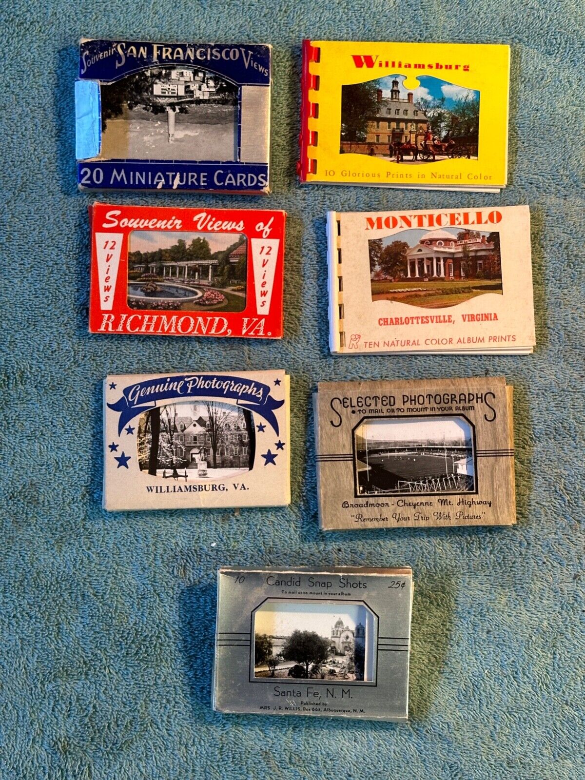 7 Souvenir Miniature View Post Cards Historical Sights Travel Destinations Shots