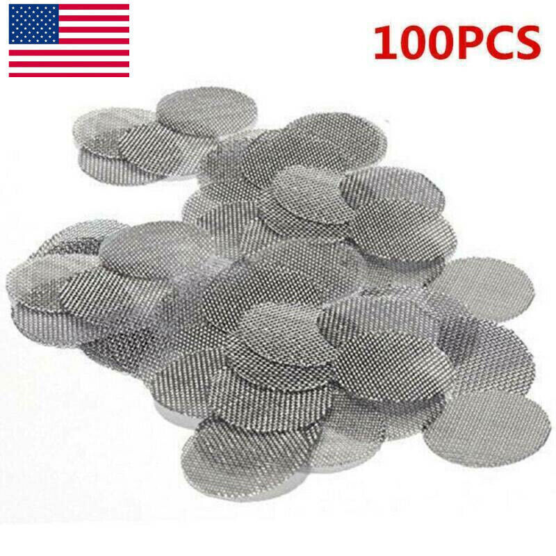 100pcs Pipe Screens Stainless Steel Metal Tobacco Smoking Pipe Filters 3/4Inch