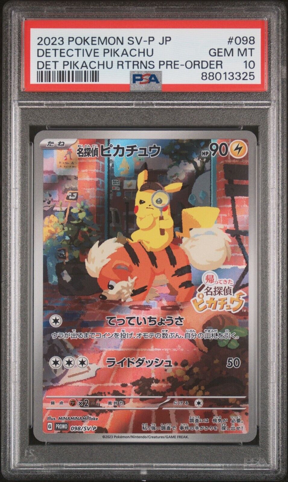 PSA 10 GEM MINT Detective Pikachu #098 SV-P Japanese Pokemon Card PROMO