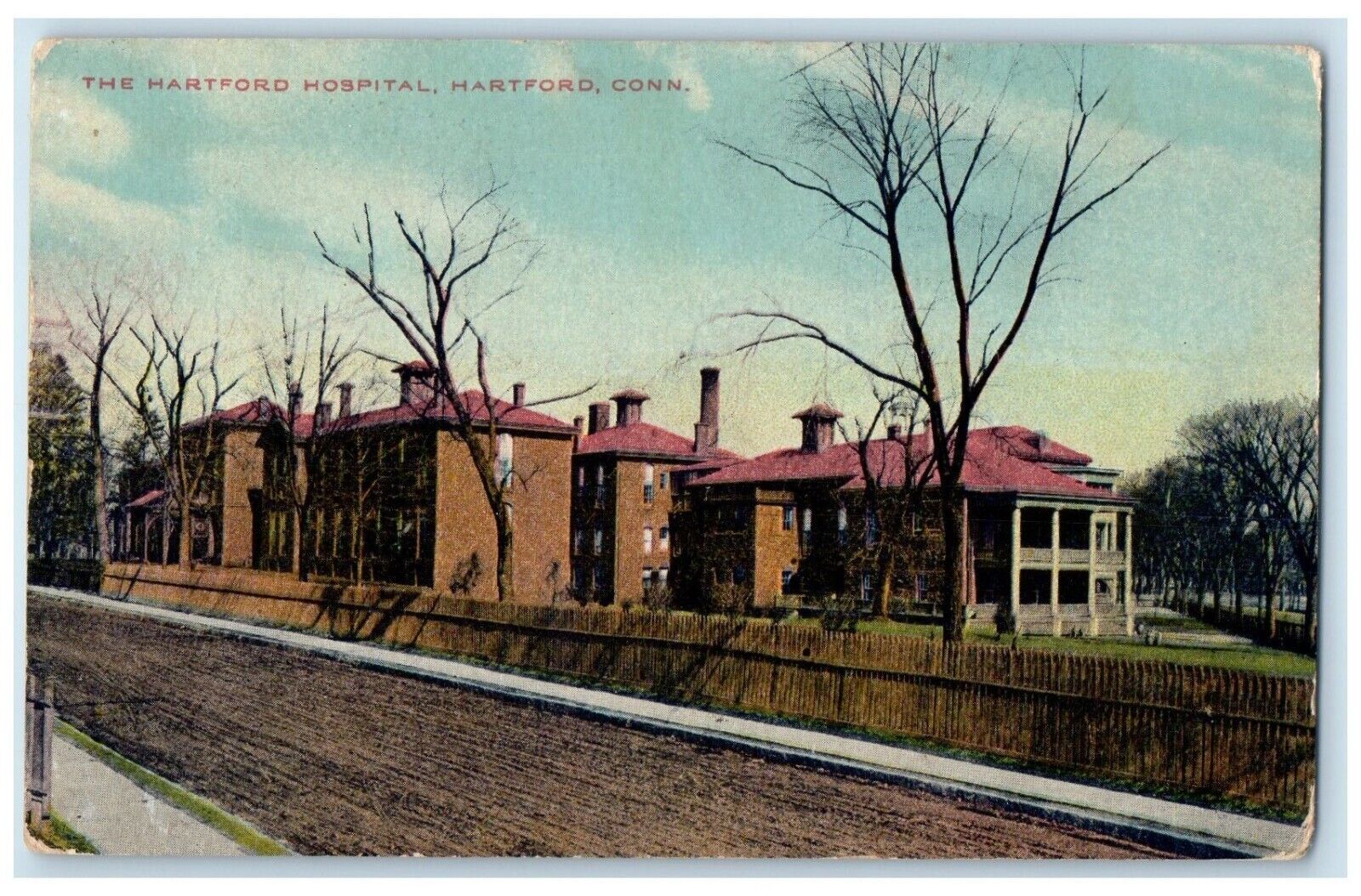 1915 The Hartford Hospital Building Dirt Road Hartford Connecticut CT Postcard