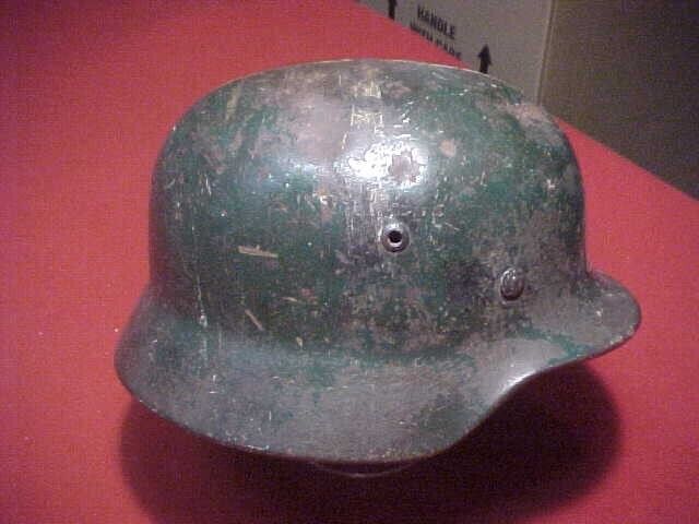 WWII GERMAN HELMET ~ EARLY ROLLED EDGE ~ SIZE 66 W/PAINTED EXTERIOR ~ESTATE ITEM