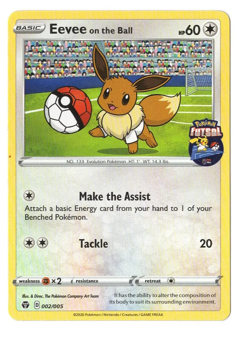 Eevee on the Ball 002/005 RARE NEW SEALED Pokemon Card Futsal Football