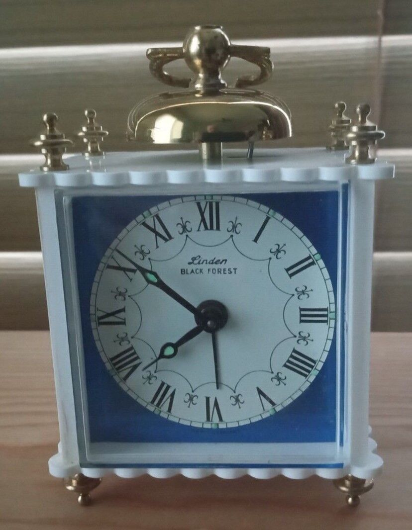 Vintage Mid Century   Linden Black Forest Mini-Alarm Clock West Germany New wBox