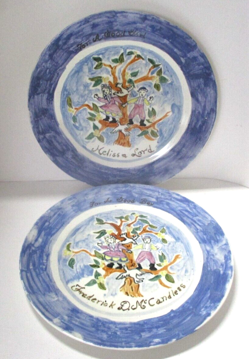 Pair of Antique Hand Painted Plates \