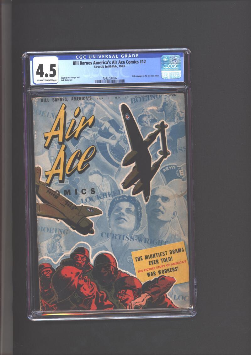 Bill Barnes America\'s Air Ace Comics #12 CGC 4.5 Title Changes Ro Air Ace Next I
