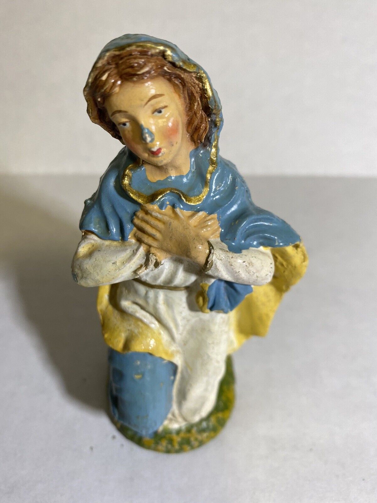 Vintage Italy Nativity Chalk Figure - Virgin Mary 4 Inch