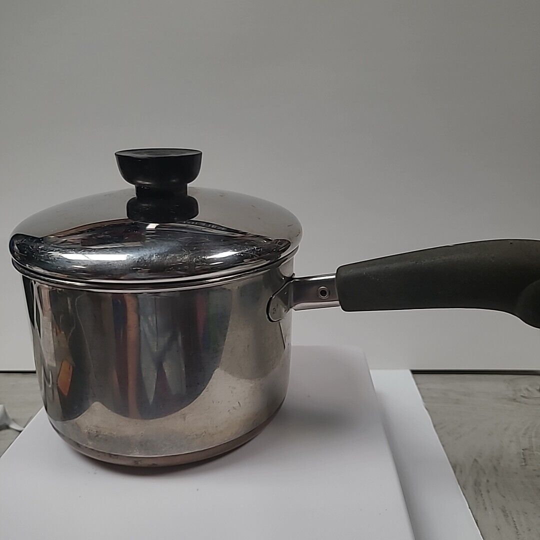Vintage Revere Ware 1.5 Qt Quart Saucepan Pot With Lid Copper Bottom Used