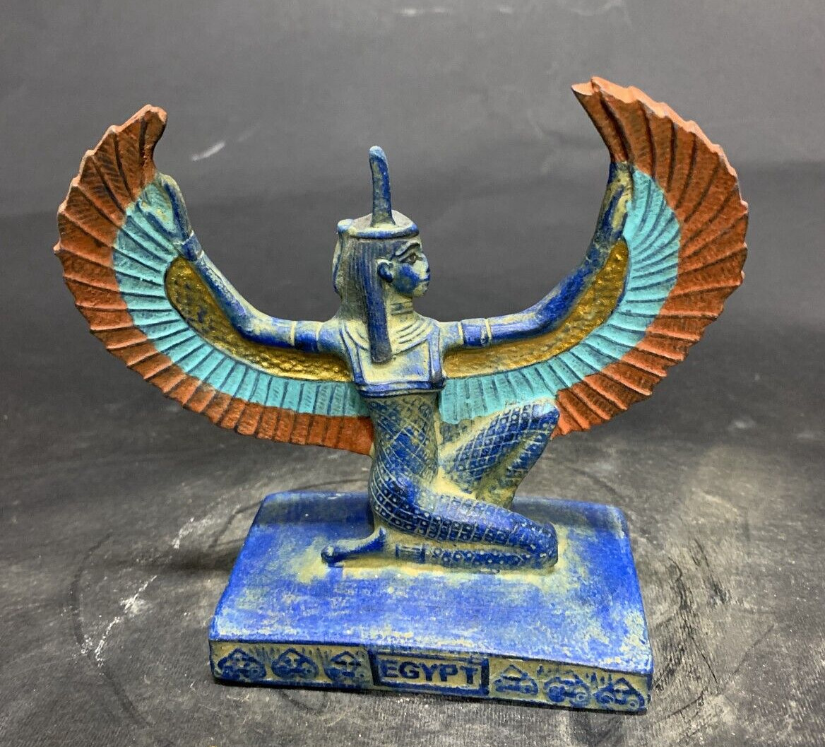 RARE ANCIENT EGYPTIAN ANTIQUITIES Statue Goddess Isis With Open Wings Pharaonic 