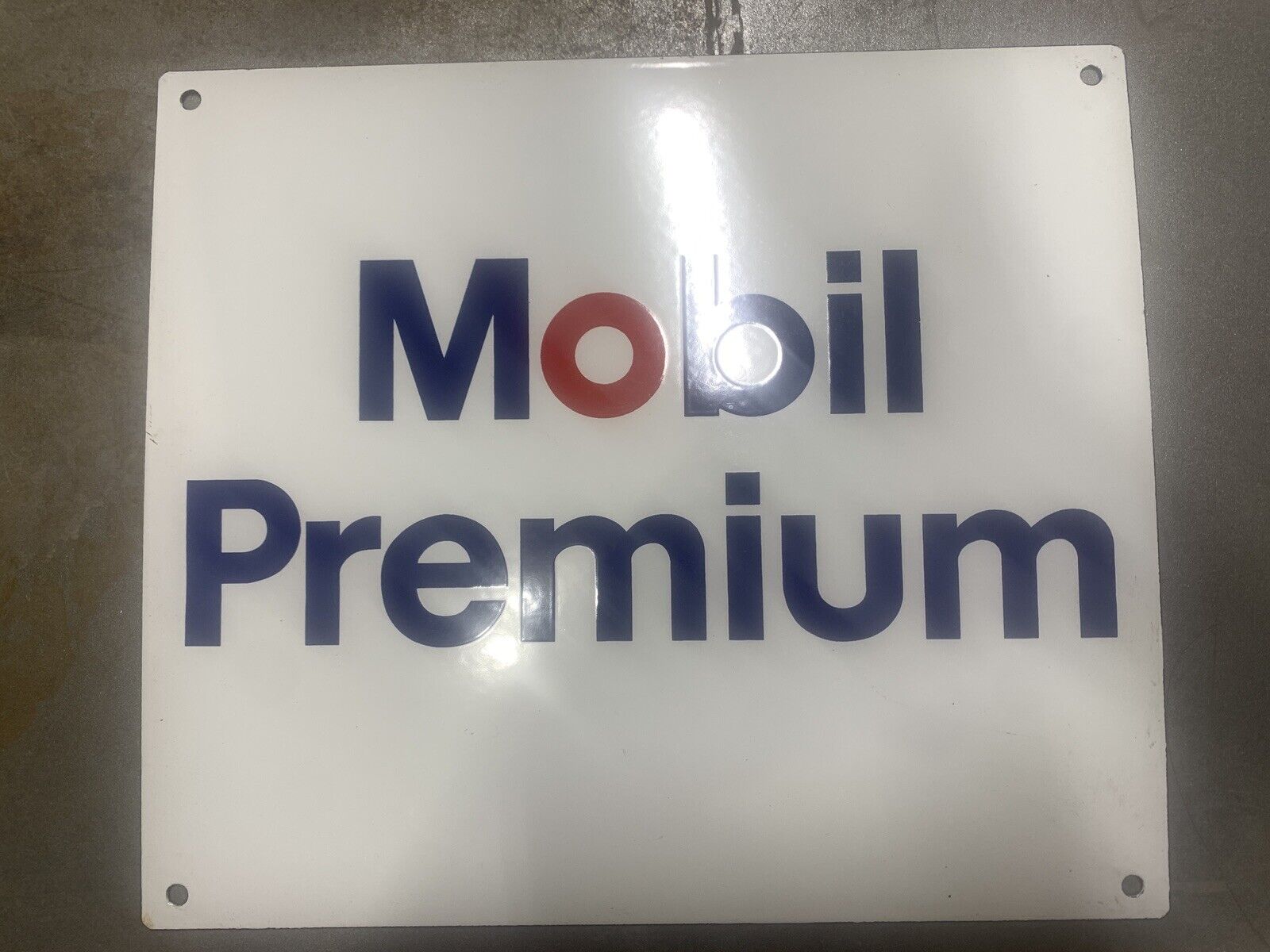Original Mobil oil co. Porcelain Premium pump plate