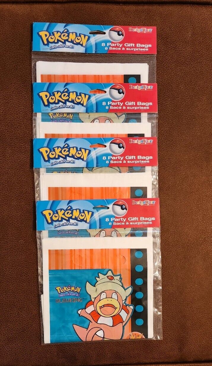 Vintage 2000 Nintendo Pokemon 4 lot w/ 8 Party Gift Bags Per Pack NEW Sealed NOS
