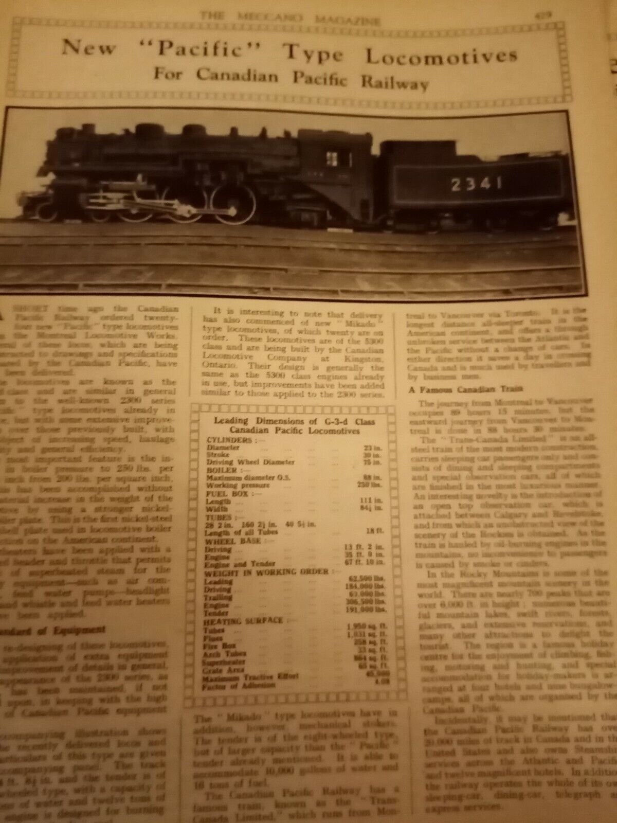 Sa37 Ephemera 1920s article the golden arrow of France famous train 