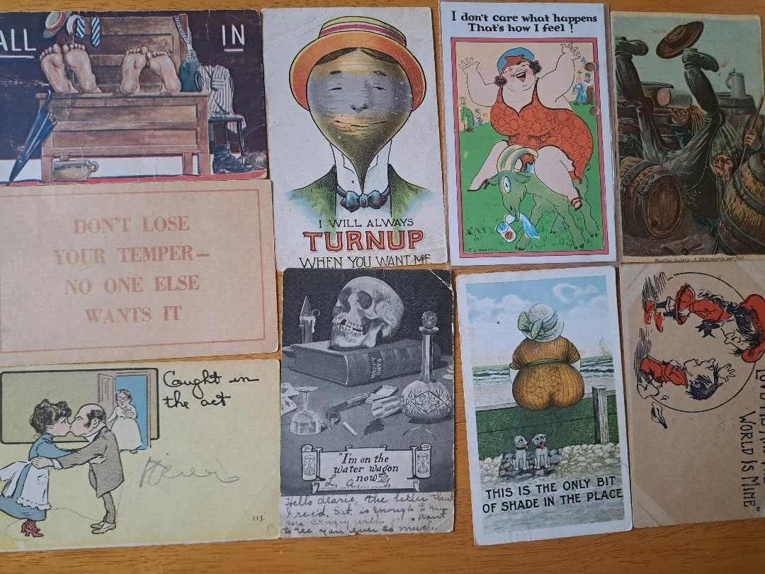 LOT of 9  Vintage Postcards  COMIC  HUMOR   ca.1900\'s-1910\'s