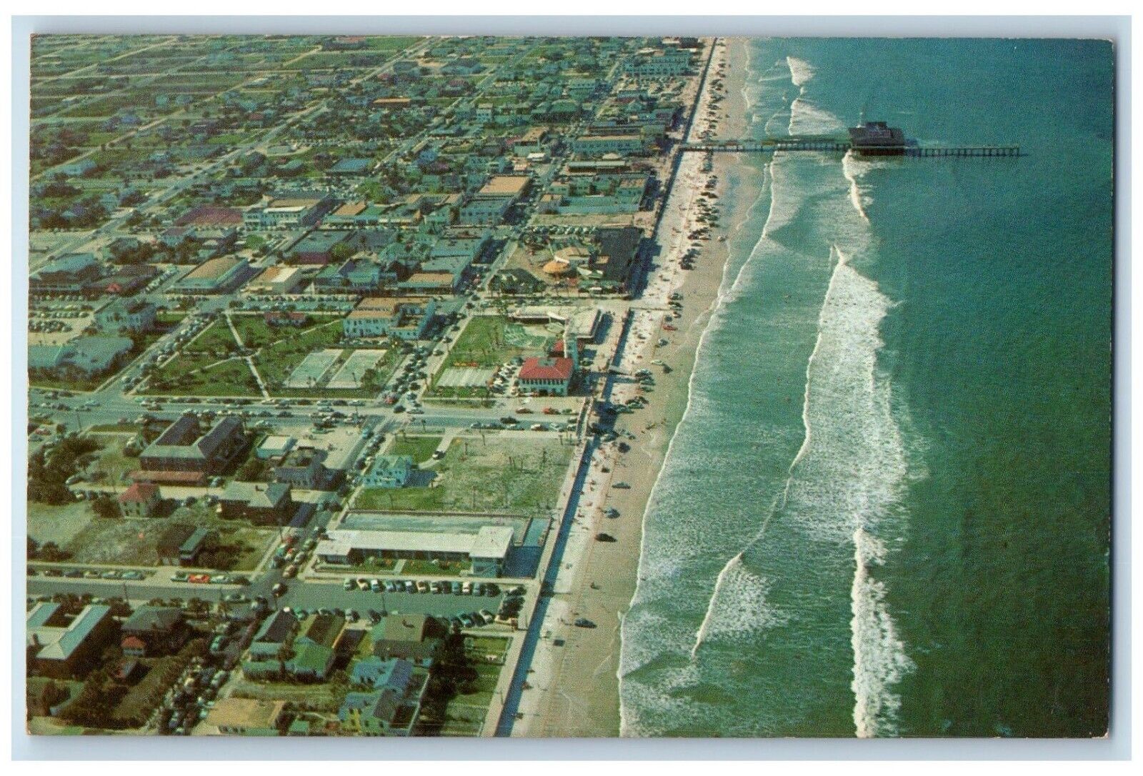 c1950\'s Aerial View Of Pier Beach Play Grounds Jacksonville Beach FL Postcard