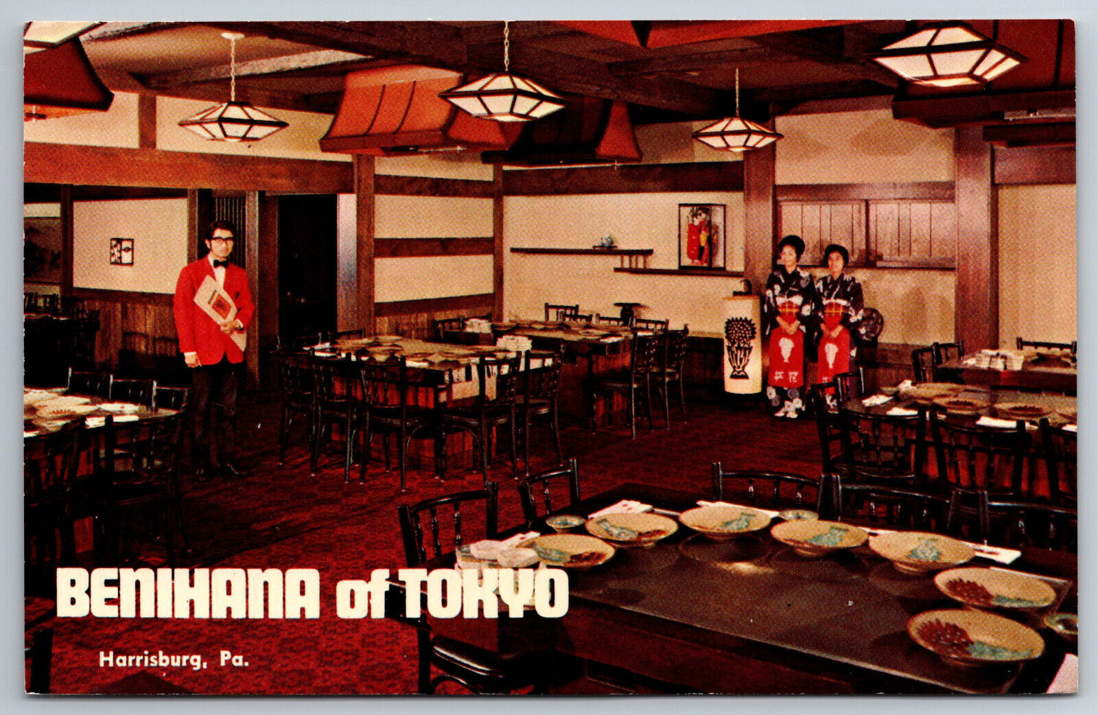 Vintage Postcard PA Harrisburg Benihana of Tokyo Interior Chrome