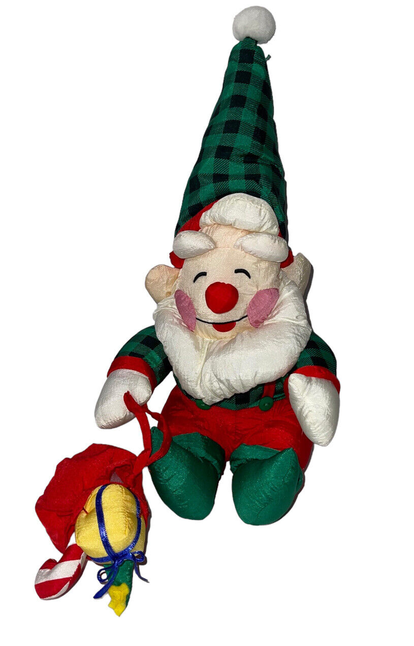 Vintage Christmas Santa Elf Puffy Nylon Plush Decor Sitting 11\