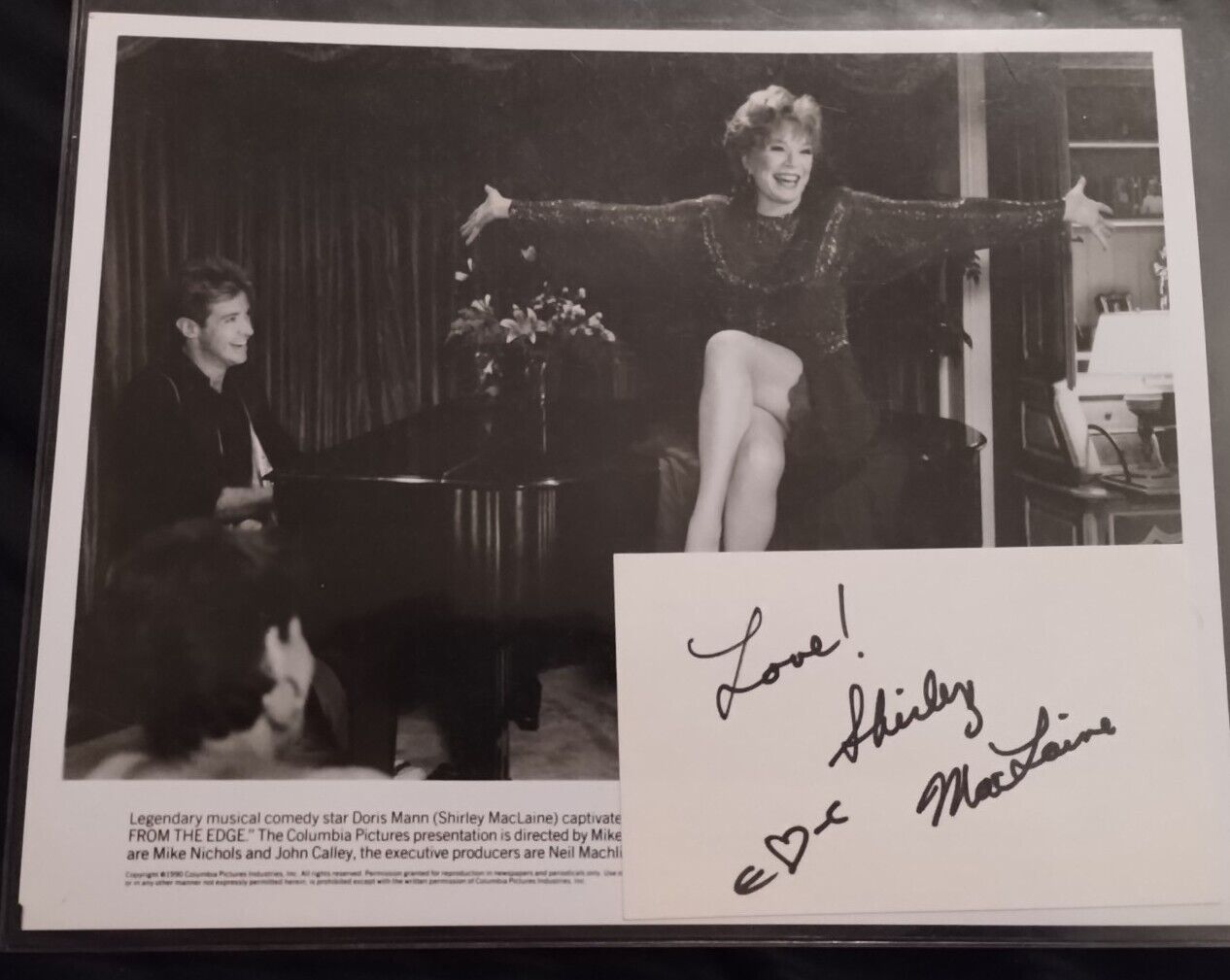Actress Shirley MacLaine Signed Cut & 8x10 B&W Promo Photo 
