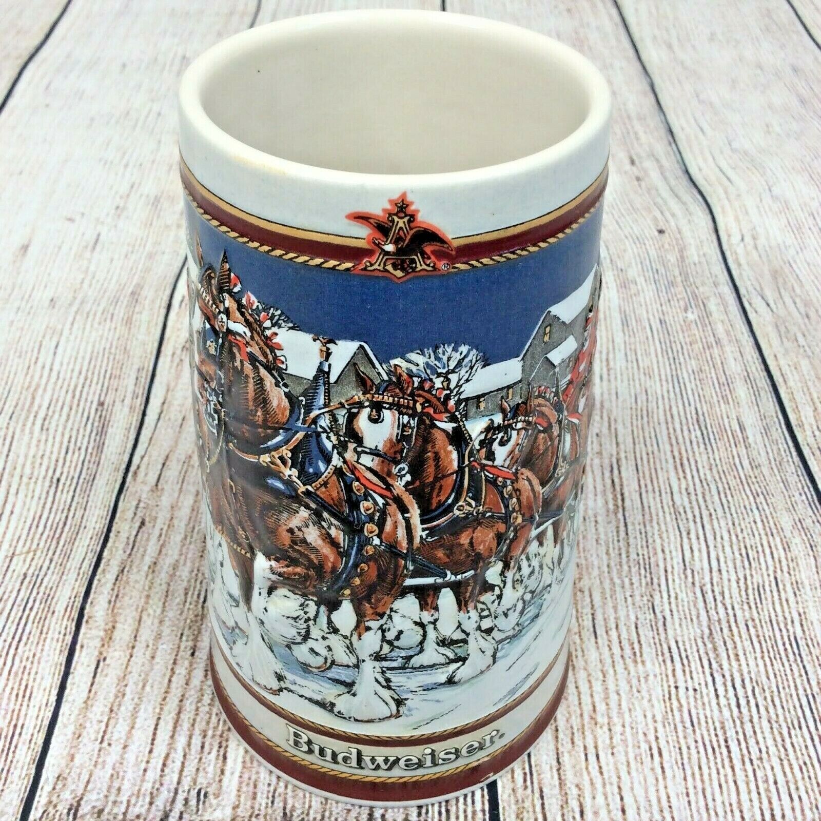1989 Anheuser Busch Budweiser Clydesdale Holiday Stein Collectors Series