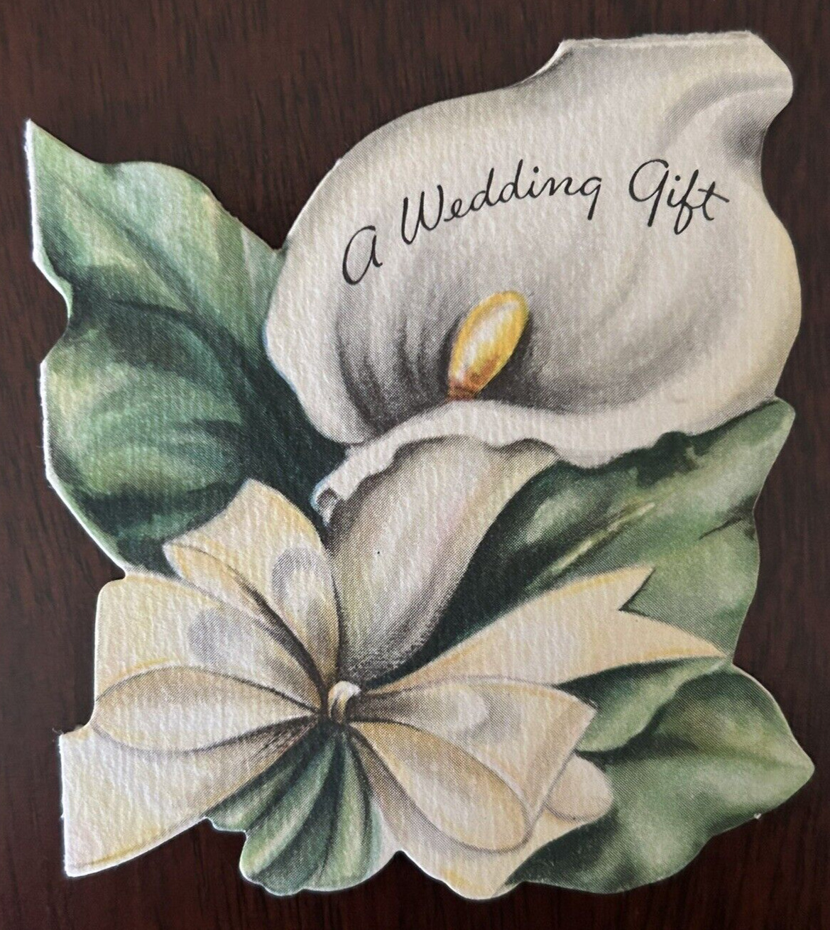 Vintage 1946 UNUSED Wedding Gift Card with Envelope Hallmark Lily Flower