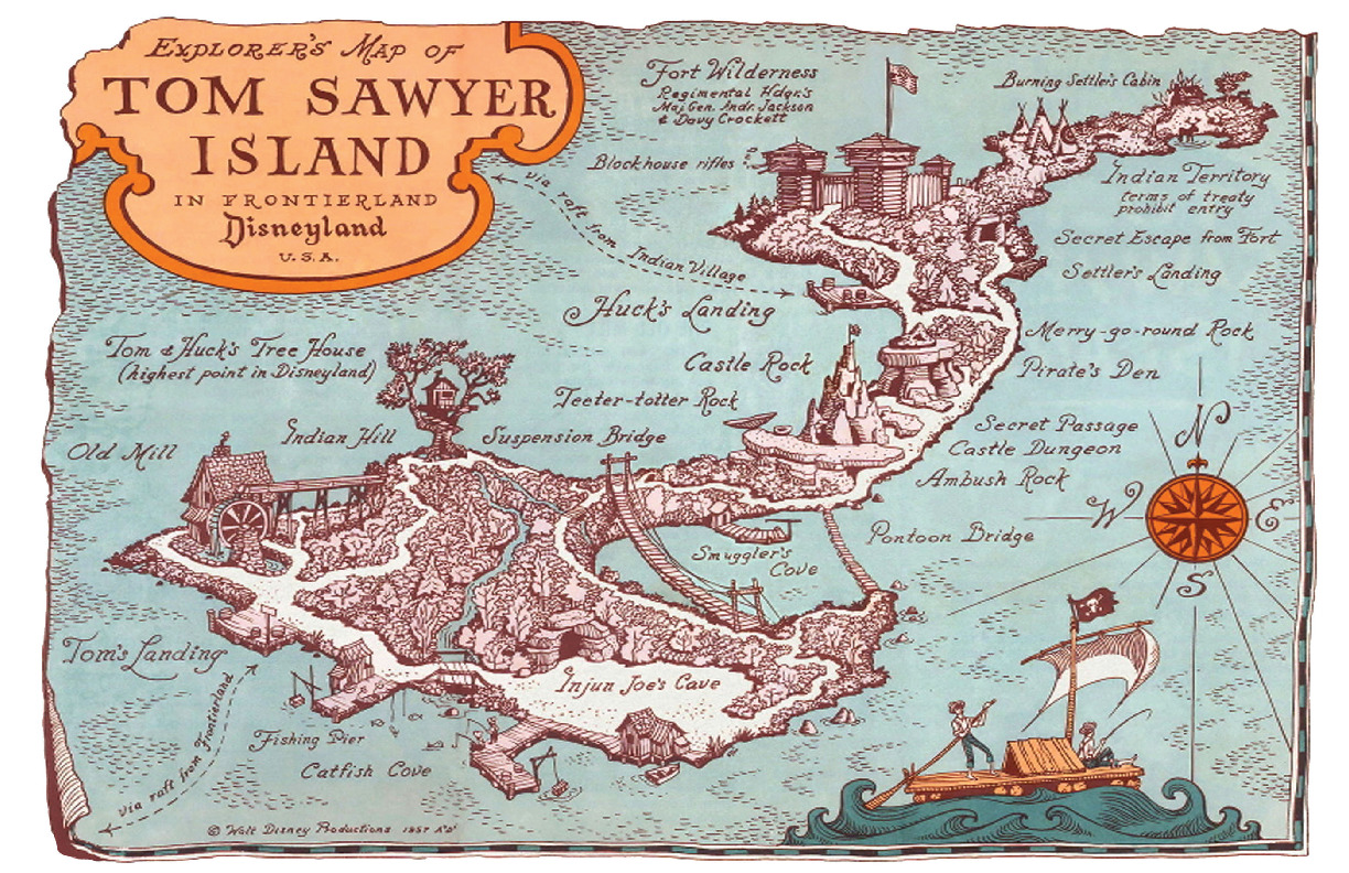 Disneyland Tom Sawyer Island Explorer Map Frontierland Disney Poster Print
