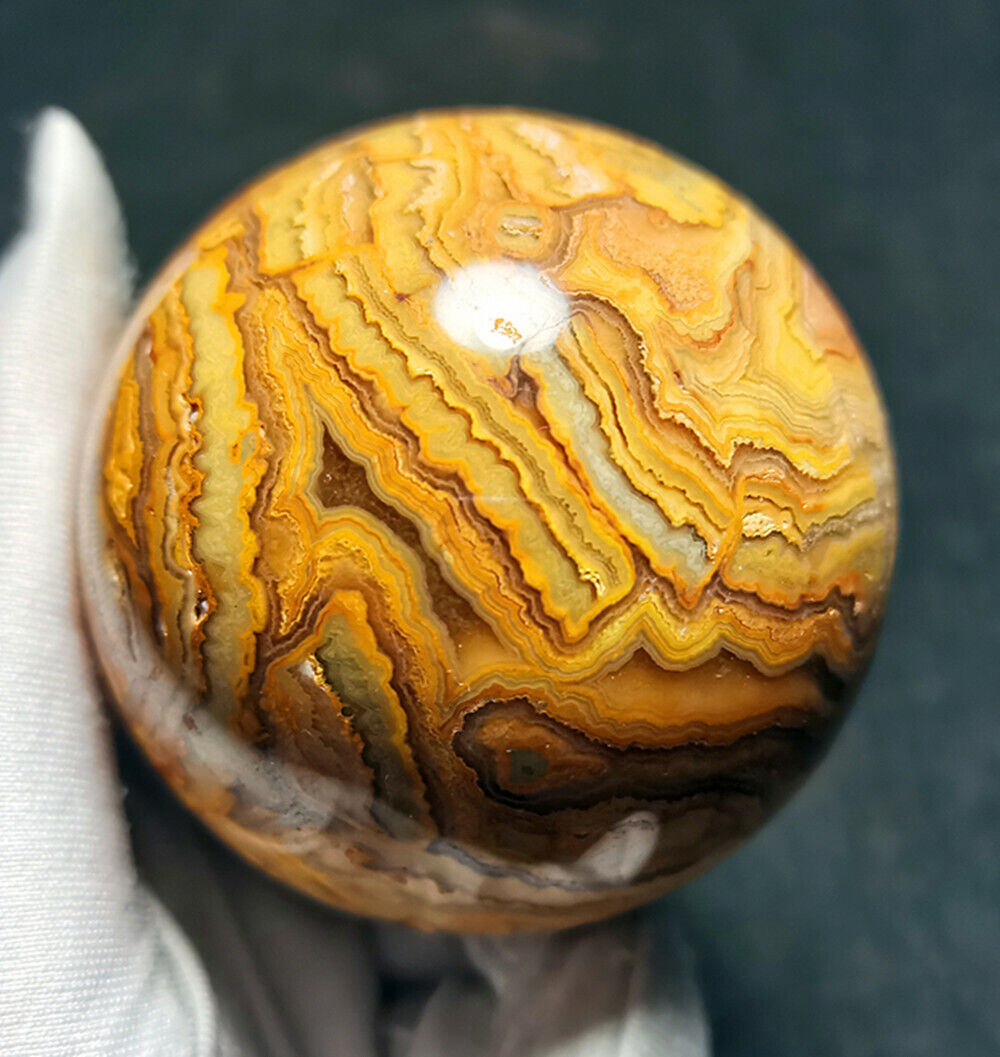 TOP 300G 60MM Natural Polished Crazy Banded Agate Crystal Sphere Ball YT873