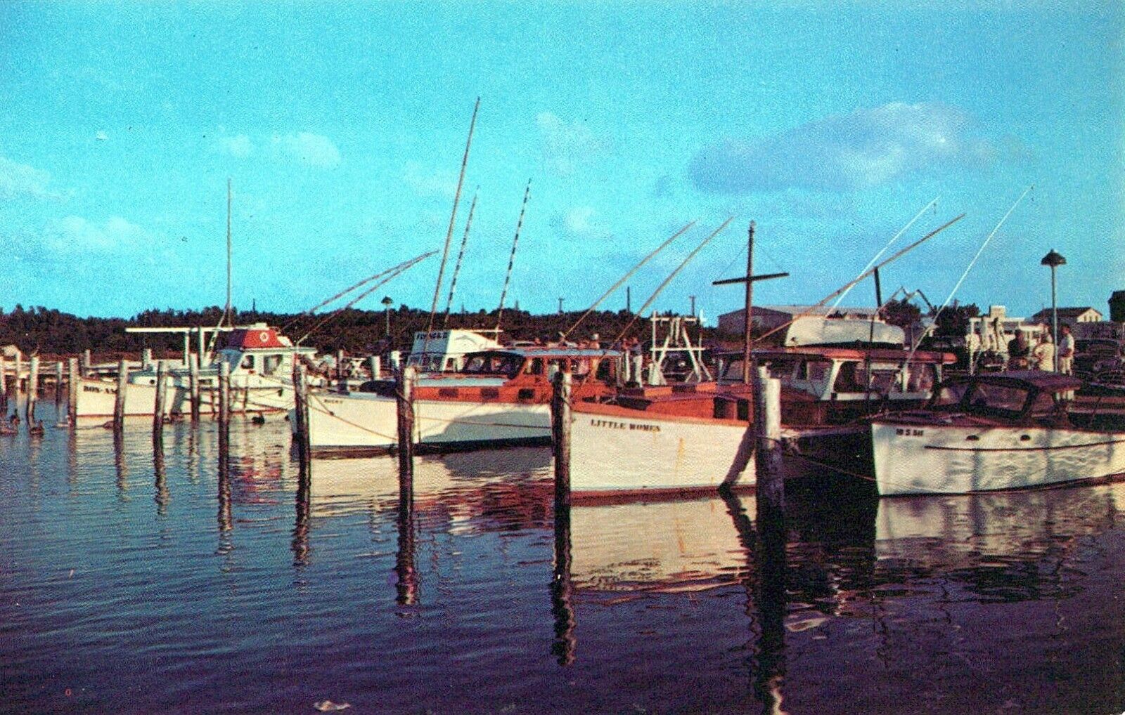Scene At The Davis Docks At Marathon Florida Keys FL Chrome Vintage Postcard