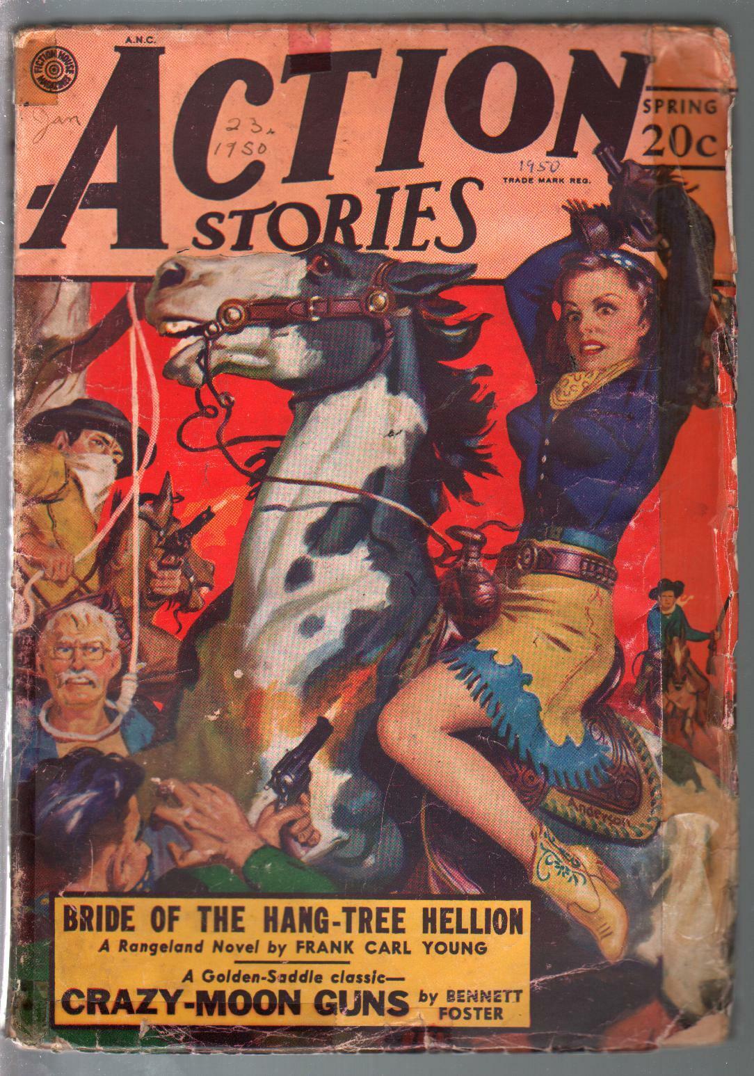 Action Stories Vol 19 #7 Spring 1950-hanging-Good Girl Art cover-Allen Anders...