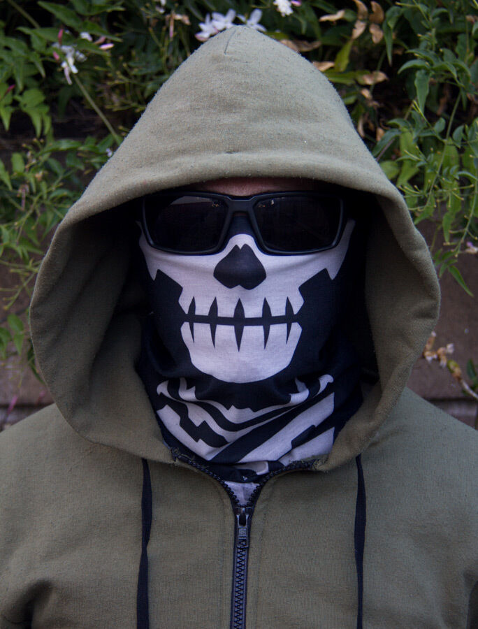 BLACK Skull Face Mask Multi-Purpose Swat Ops URBAN Head Wrap Mil-Spec Monkey MSM