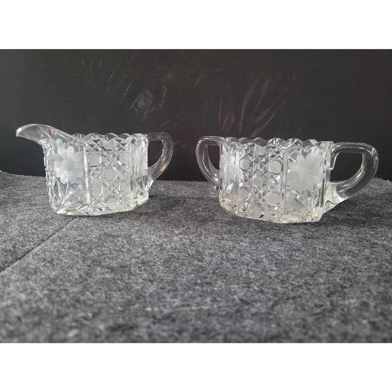 Antique 1910s-20s McKee Glass Sugar and Creamer Innovations