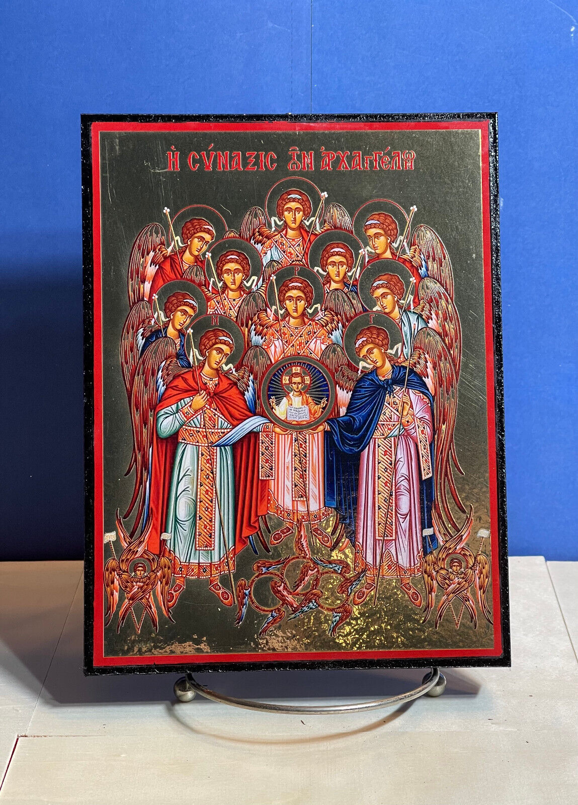 SYNAXIS OF THE HOLY ARCHANGELS - Orthodox high quality byzantine style Icon 6x8