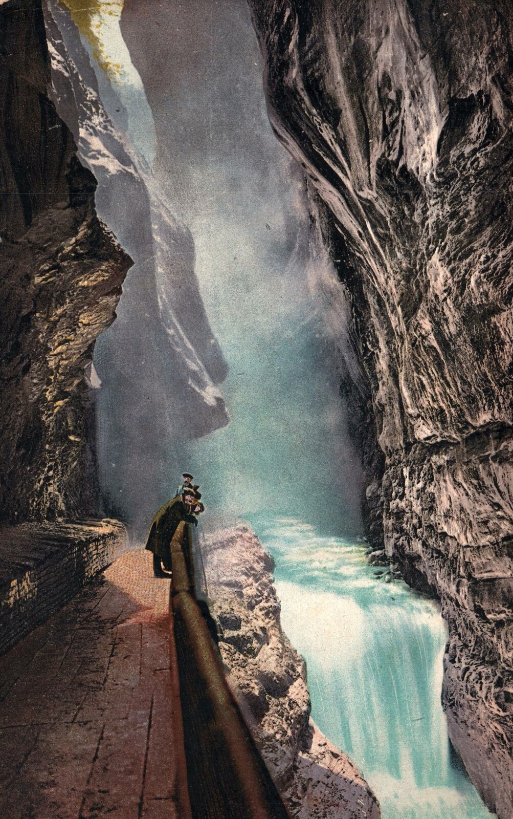 VINTAGE POSTCARD END OF THE TAMINA GORGE WITH THE HOT SPRINGS SWITEZERLAND 1910s